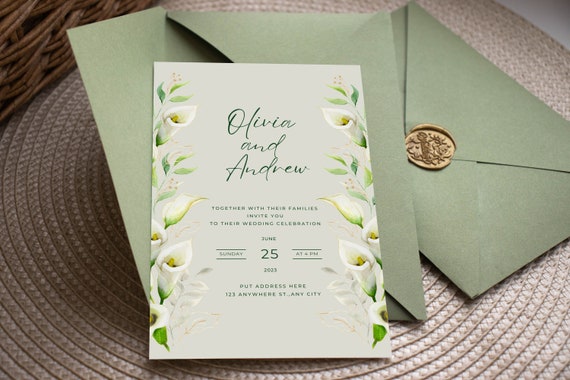 Calla lily wedding invitations discount