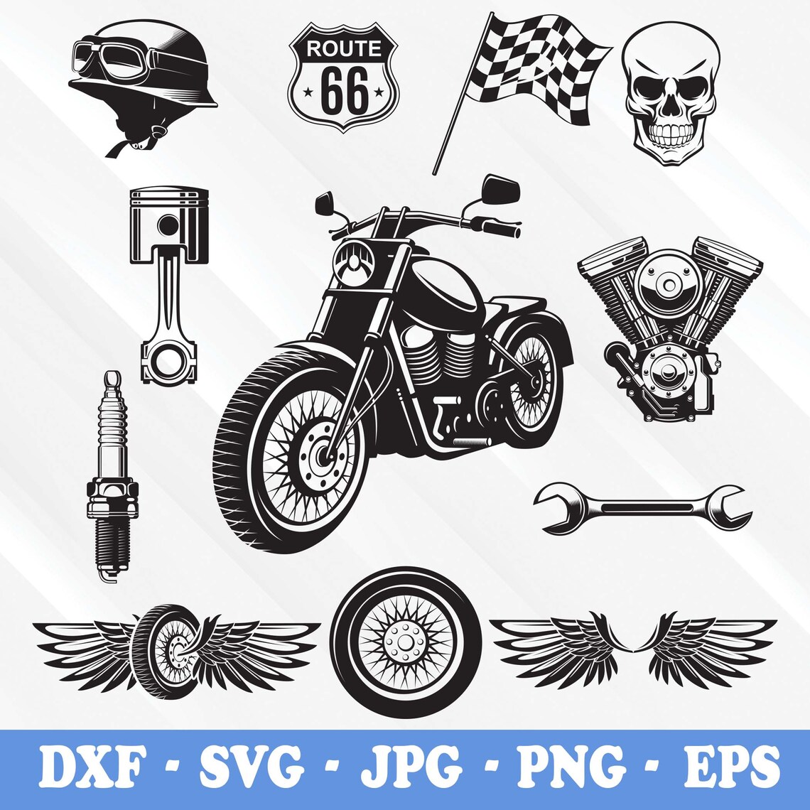 Motorcycle Auto Parts Sets Illustration Svg, Motor Service Svg, Motor