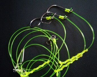 80-Pound Triple Rig 6.0 Hooks Saltwater Rig for Game fish Quantity-5 Rigs