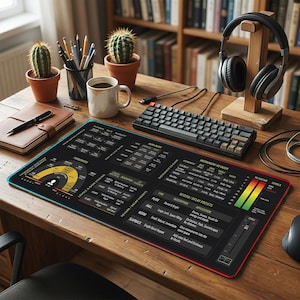 Mixing and Mastering Mousepad – Audio Engineer Cheat Sheet for EQ, Compression, Reverb & More, Perfect for Music Producers and Home Studios