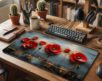 3D Poppy Flower Mouse Pad, Personalized Desk Mat Gift