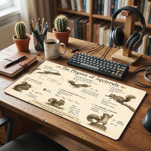 De natuurkunde van eekhoorns bureauonderlegger muismat XL - Cadeau voor natuurkundeleraar of eekhoornliefhebber