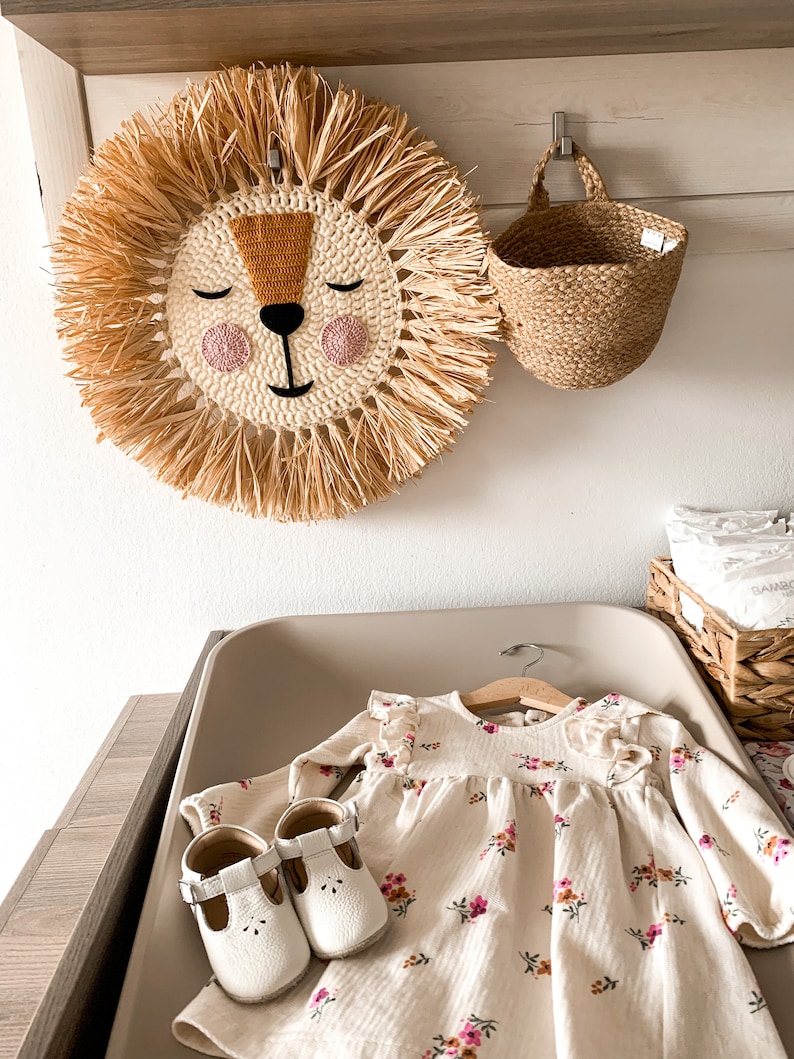 Raffia Lion Decor Nursery Lion Wall Decor Baby Wall Decor Etsy