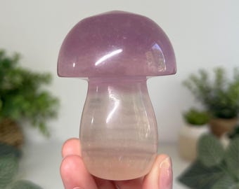Large pretty pink fluorite mushroom carving (you will receive this exact crystal listed)