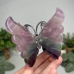 Fluorite butterfly carving self standing (you will receive this exact crystal listed)