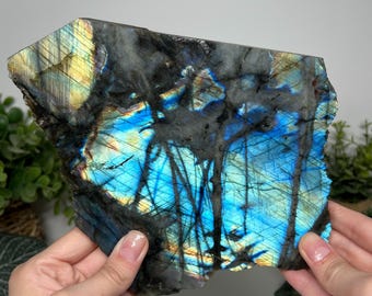 Large flashy labradorite slab slice (you will receive this exact crystal listed)
