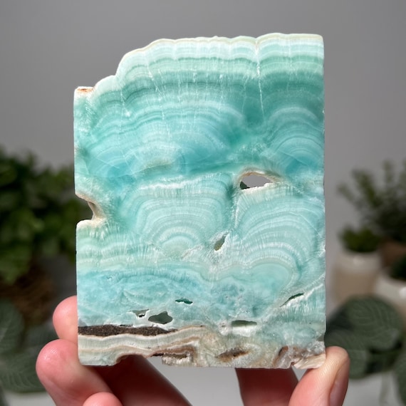 Blue aragonite slab slice (you will receive this exact crystal listed)