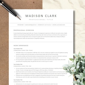 Minimalist Resume Template, Professional Modern Resume Template Word, Mac Pages, Google Docs, CV Template, Clean Simple Resume Template