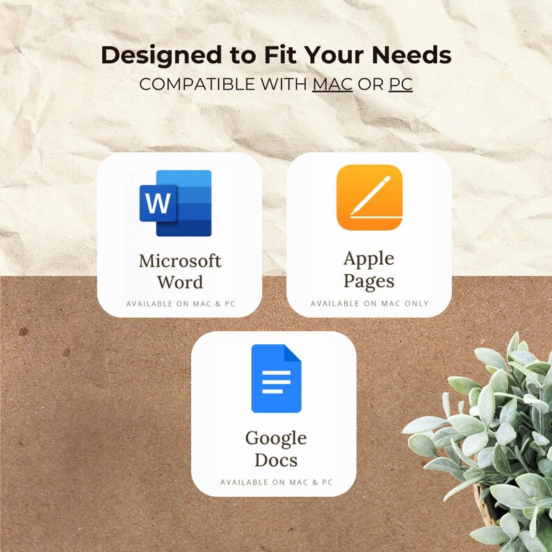 K&ouml;nnte beinhalten: Eine Grafik, die drei beliebte Textverarbeitungsprogramme zeigt: Microsoft Word, Apple Pages und Google Docs. Die Grafik zeigt die Logos der einzelnen Programme und gibt an, dass Microsoft Word auf Mac und PC verf&uuml;gbar ist, Apple Pages nur auf Mac verf&uuml;gbar ist und Google Docs auf Mac und PC verf&uuml;gbar ist.