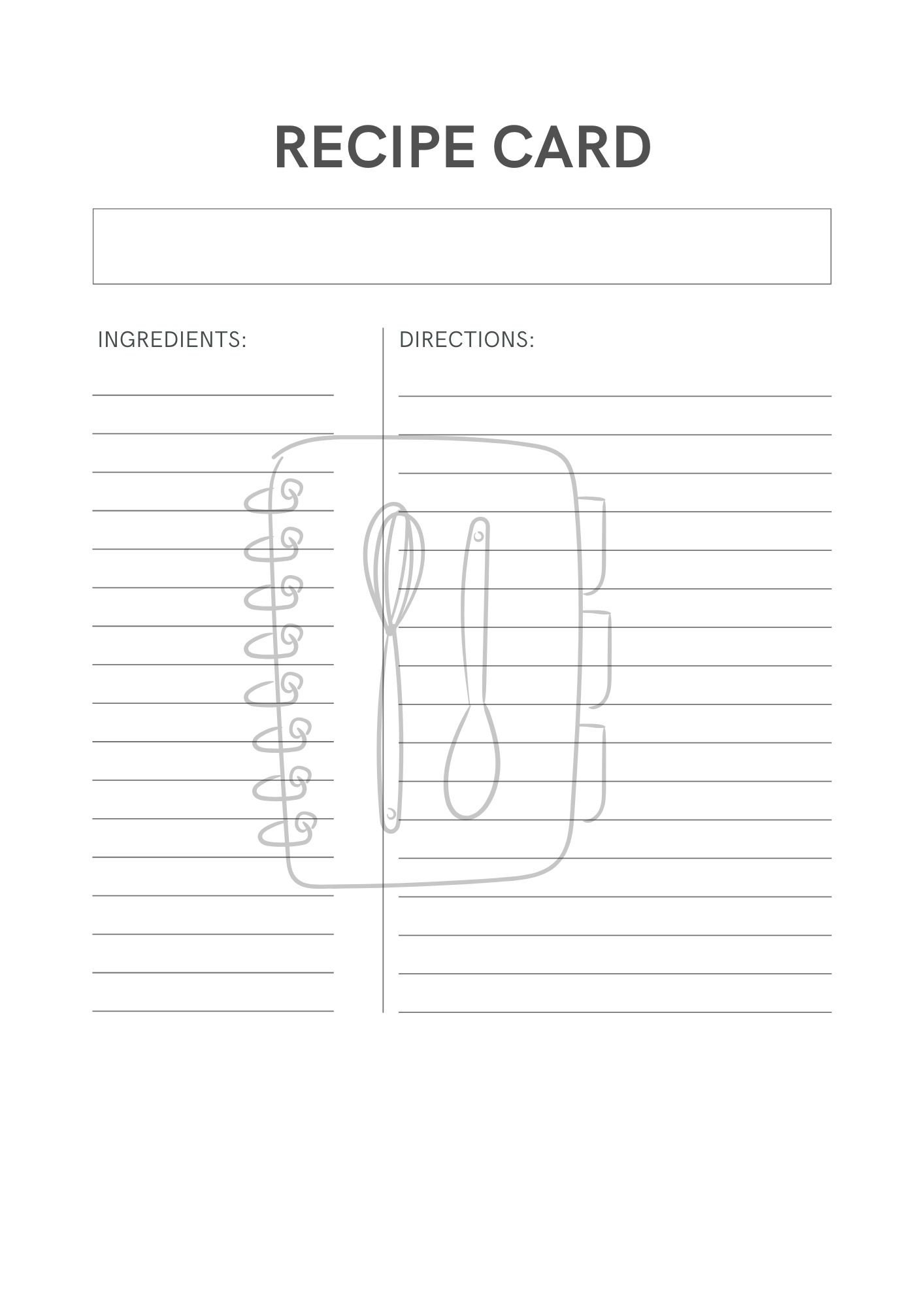 Recipe Book PDF Downloadable Printable Chef Recipe Cooking Etsy