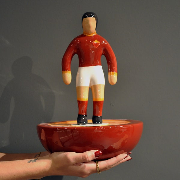 AS Roma - Subbuteo Ceramic Decor Statuette - Handmade Product by The Artist Stefano Puzzo