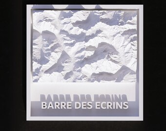 3D Printable Barre des Écrins 3D Topographic Map – Minimalist French Alps Wall Art (STL File)