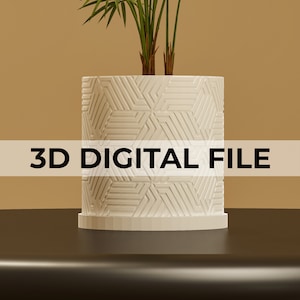 Patterned Plant Pot STL File for 3D Printing, Geometric Planter Digital Download, Modern Indoor Flower Pot Printable Design