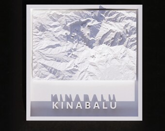 3D Printable Mount Kinabalu 3D Mountain Map – Minimalist Framed Topographic Art (STL File)
