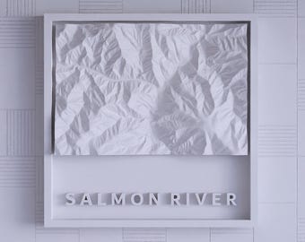 Salmon River 3D Topographic Map – Minimalist Framed Wall Art, Idaho