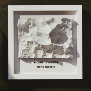 Mont Everest - Modèle de carte topographique imprimée en 3D ASIE Népal - Cadeau de randonnée