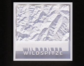 3D Printable Wildspitze 3D Mountain Map – Modern White Topographic Wall Art (STL File)