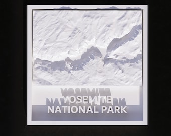 3D Printable  Yosemite National Park 3D Topographic Art – Minimalist White Mountain Map (STL File)
