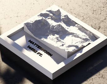Matterhorn 3D Topographic Map Model: Hiking Gift (STL Digital Downloadable File