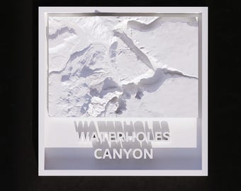 3D Printable Waterholes Canyon 3D Topographic Map Art – Framed Arizona Terrain Design (STL File)