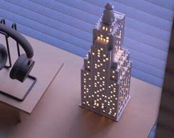 Kansas City Power and Light Building 3D LED Lamp: Art Deco Architecture Gift