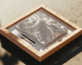 Mount Rainier 3D Printed Topographic Map Model - Hiking Gift - Custom Travel Map