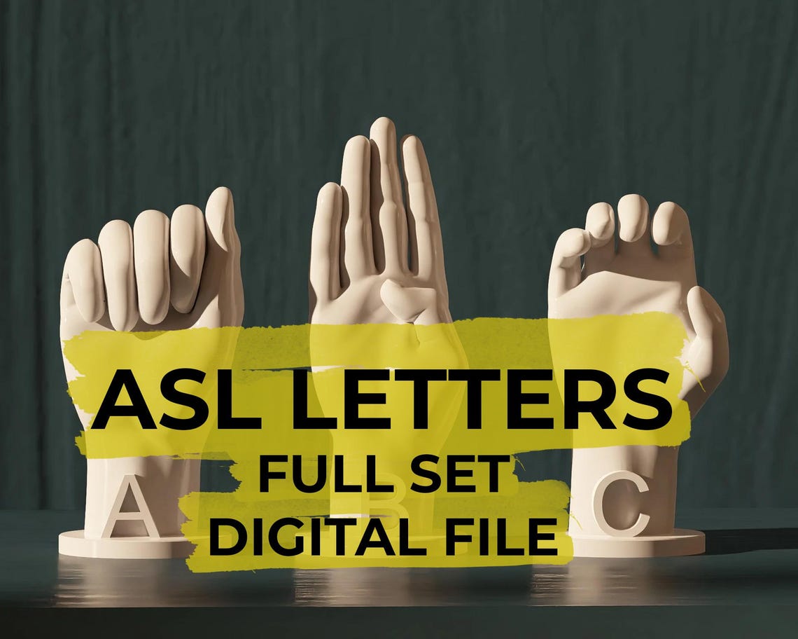 ASL Alphabet 3D Printable Letters: Sign Language Learning Tools (STL ...