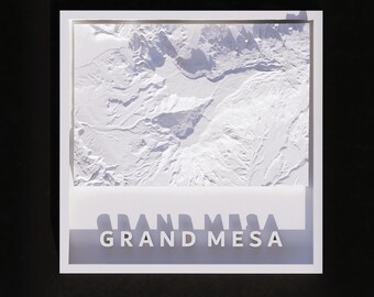 3D Printable Grand Mesa 3D Topographic Map – Colorado Terrain, Minimalist Framed Wall Art (STL File)