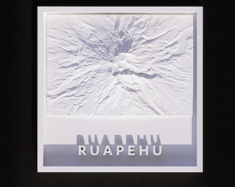3D Printable Mount Ruapehu 3D Mountain Map – Framed Topographic Wall Art (STL File)