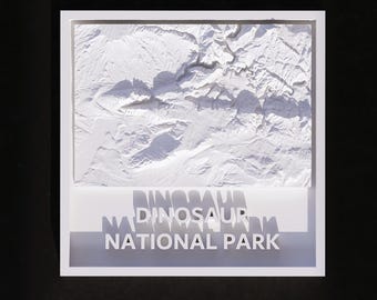 3D Printable Dinosaur National Monument 3D Topographic Map – Framed Minimalist Terrain Art (STL File)