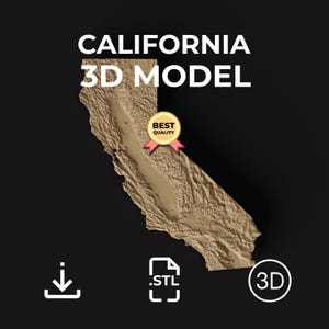 California Topographic Map 3D Model STL File: CNC & 3D Printing