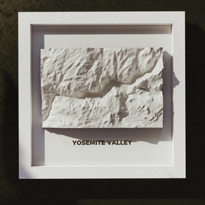 Half Dome en El Capitan Yosemite Valley National Park 3D-geprint topografische kaartmodel - wandelcadeau