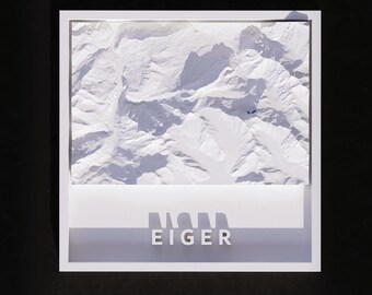 3D Printable Eiger 3D Mountain Map – Minimal White Topographic Wall Art (STL File)