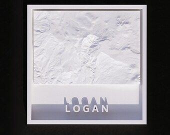 3D Printable Mount Logan 3D Mountain Map – Modern White Topographic Wall Art (STL File)