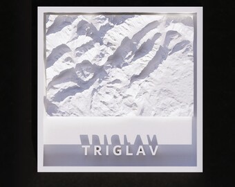 3D Printable Triglav Mountain 3D Map - White Framed Topographic Wall Art (STL File)
