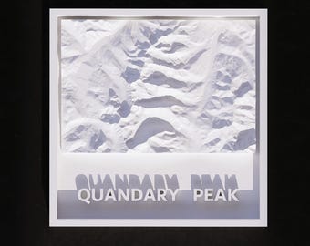 3D Printable Quandary Peak 3D Mountain Map – Minimal White Topographic Wall Art (STL File)