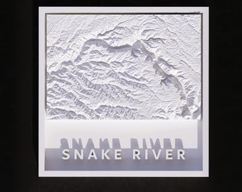 3D Printable Snake River 3D Topographic Map – Framed Northwest Terrain Art (STL File)