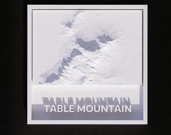3D Printable Table Mountain 3D Topographic Map – White Framed South Africa Wall Art (STL File)