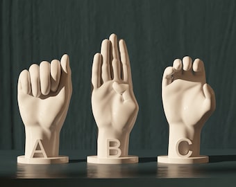 3D Printed ASL Alphabet Letters: Home Decor Hands (Digital STL Files)