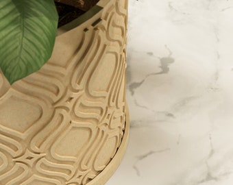 3D Printed Patterned Pot Planter: Modern Home & Office Decor (Digital File .STL Format)