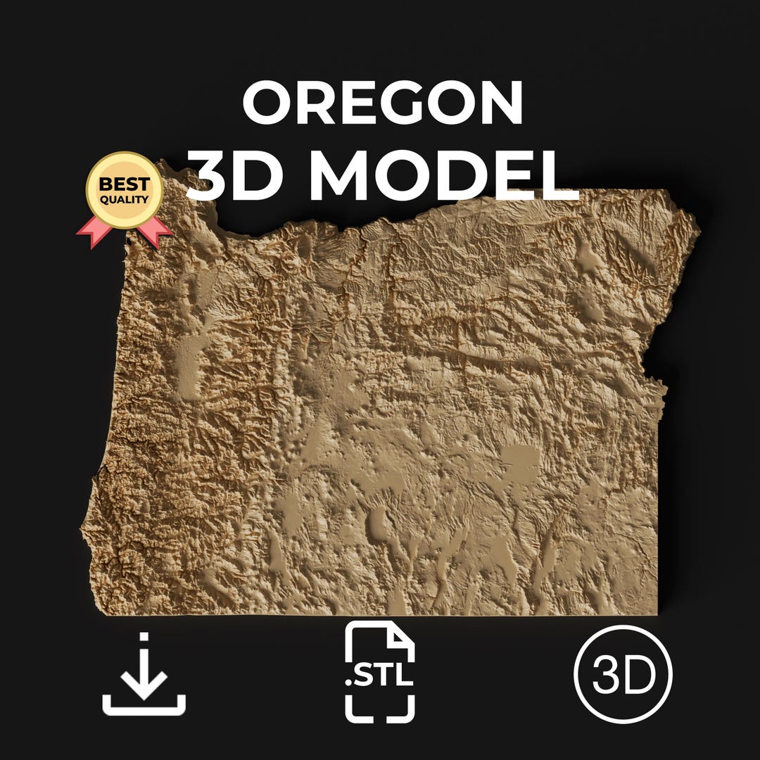 Buy Oregon Topographic Map 3D Model STL File: High-detail Relief for 3D ...