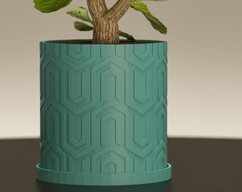 3D-gedruckter Moderner Gemusterter Topf - Kreativer Pflanzenhalter für Zuhause und Büro - Blumentopf - Dekoratives 3D-Drucken
