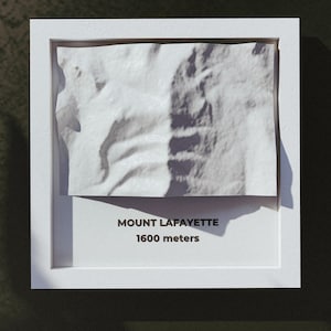 Mont Lafayette - États-Unis - modèle de carte topographique imprimé en 3D - cadeau de randonnée - art mural topographique - impression de carte 3D - terre 3D