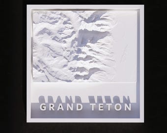 3D Printable Grand Teton 3D Mountain Map – Minimalist White Topographic Wall Art (STL File)
