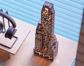 500 Fifth Avenue Skyscraper Lamp – Architectural Table Light, NYC Decor