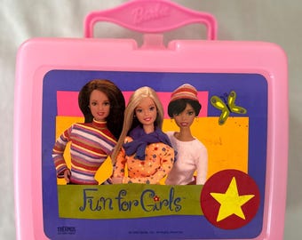 Vintage 1999 Mattel Barbie Fun For Girls Lunch Box Pink With Thermos