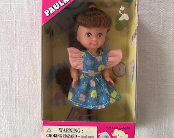 1990's 4" Paula Doll w/dress & pink Mary Jane Shoes - brunette