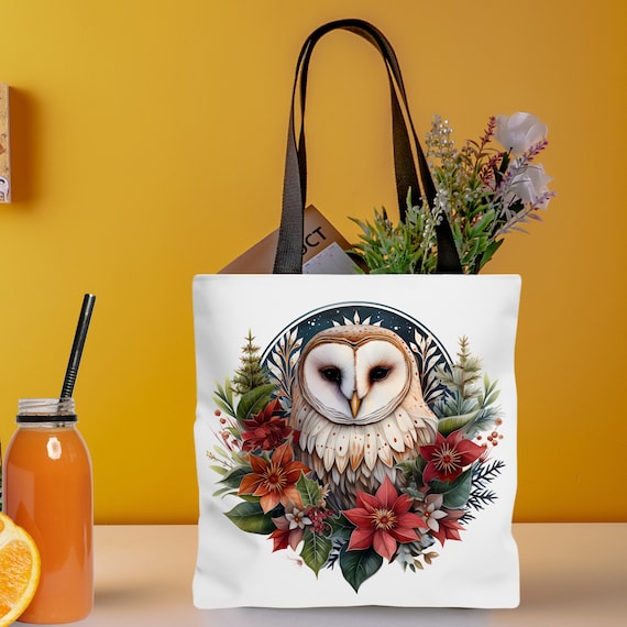 Barn Owl Bag Tote Bag AOL Owl Bag Bird Tote Bag Barn Owl Design Owl Shopping Bag Unique Barn Owl Design Owl Print on Tote Bag Etsy