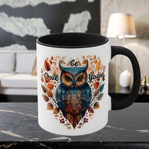 Owl be yours red and black orca coated 11 oz mug, Owl mug, Bird mug, Owl cup, Unique Owl mug, Gift mug, Valentines Owl mug, Owl heart mug image 5