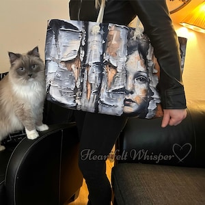 Künstlerische Birkenbaum Weekender Tasche - Einzigartige Natur Print Reisetasche - Abstraktes Gesicht Overnight Handgemacht - Perfektes Geschenk